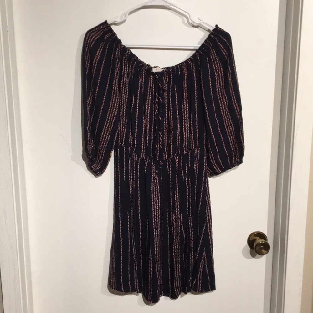 Navy off shoulder dress